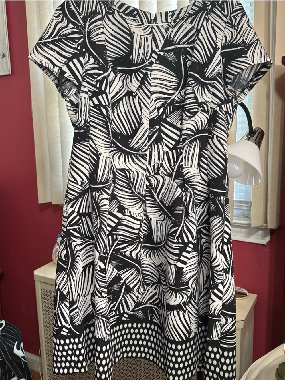 Perceptions Black and White Abstract Print Dress